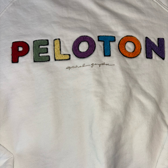 Peloton x Spiritual Gangster Sweatshirt Small Logo Crewneck White Pullover - Picture 2 of 6